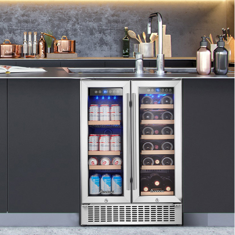 AOBOSI 57 Cans (12 oz.) Freestanding Beverage Refrigerator with Wine